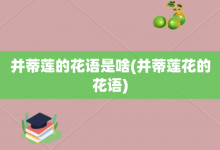 并蒂蓮的花語是啥-并蒂蓮花的花語-大智網匯